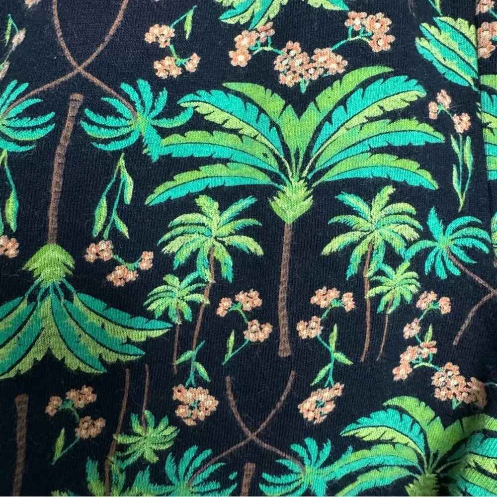 Old Navy Tropical Palm Tree Print One Piece Romper Black Green Size 8 Medium